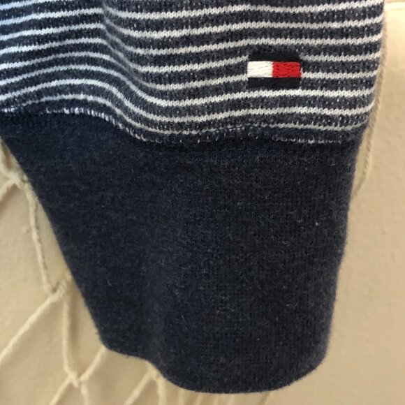 TOMMY HILFIGER Navy & White Stripe Logo French Terry Sweatshirt M - Picture 4 of 9